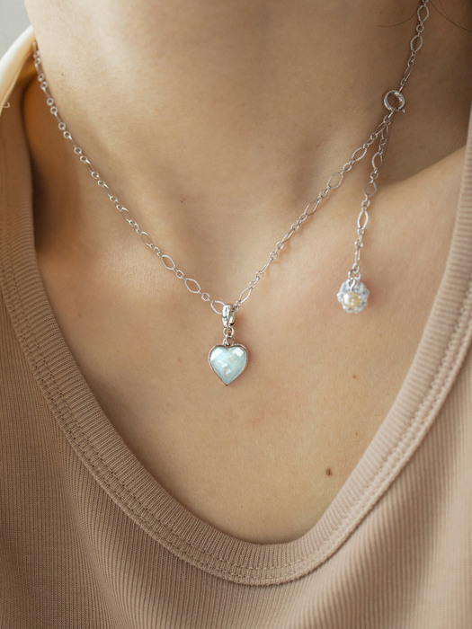 Blue heart with lace chain necklace