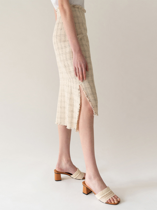 A TWEED SLIT SK_IVORY