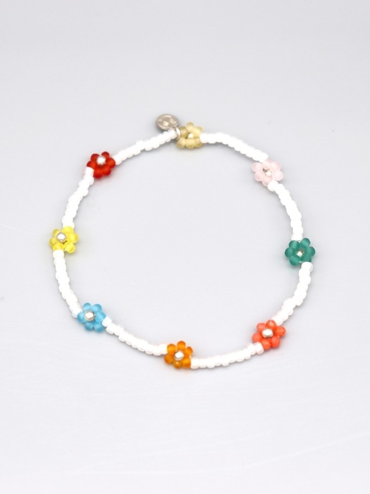 Flower crush multi color beads Bracelet 스마일 참 멀티컬러 꽃 비즈 팔찌