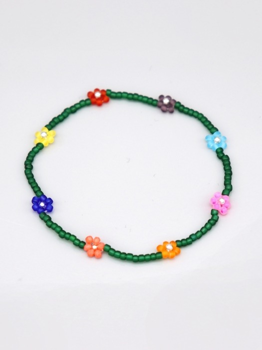 Flower crush multi color beads Bracelet 스마일 참 멀티컬러 꽃 비즈 팔찌