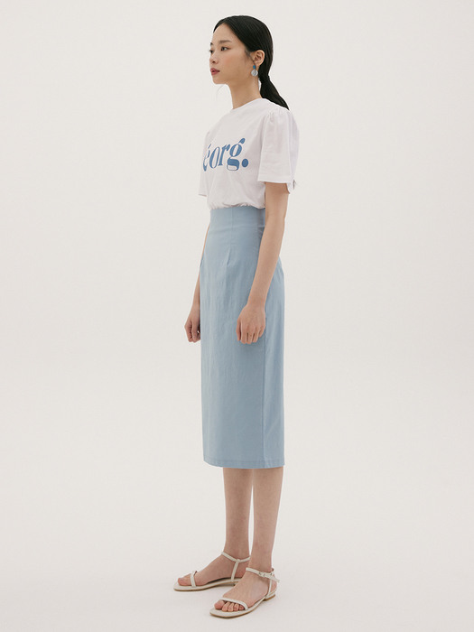 FSK LINEN BACK SLIT SKIRT SKY BLUE