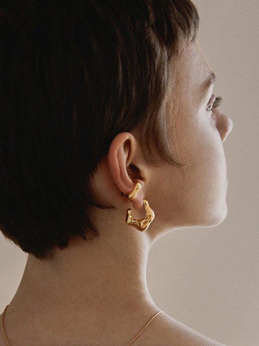 flint nodule earring gold