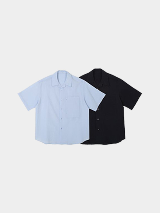 RIVER Seersucker Half Shirt (2col)