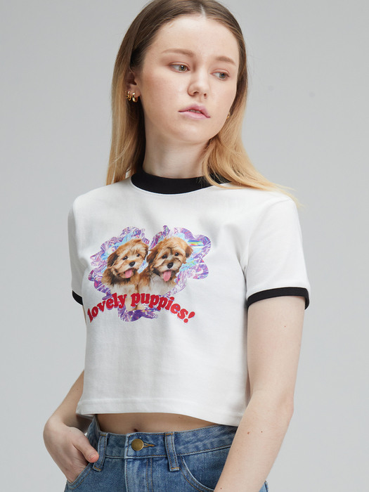 LOVELY PUPPY WHITE CROP TOP