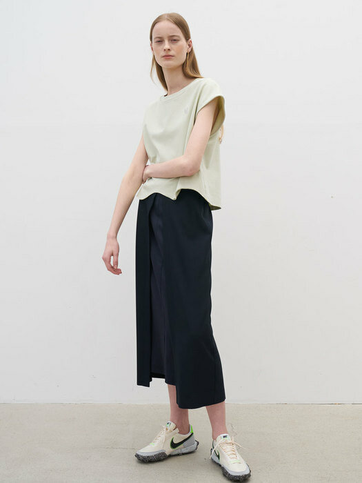 21 Summer_ Navy Slim Midi Skirt 