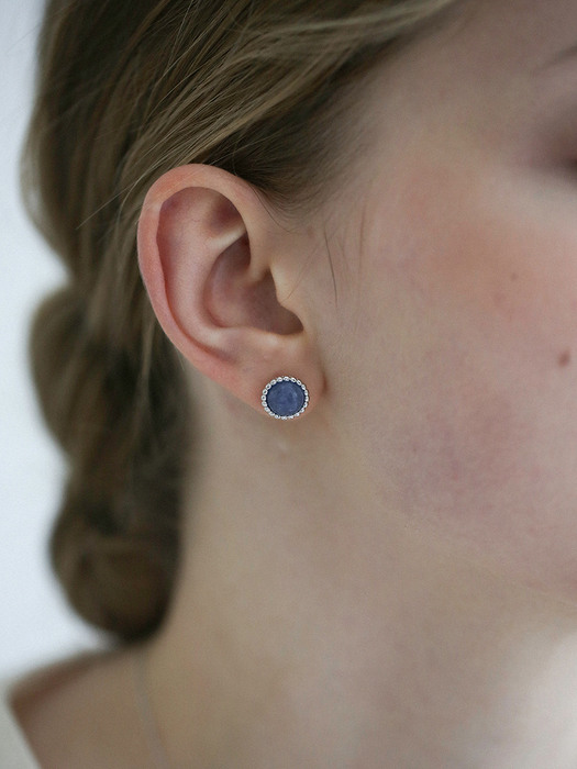 [Silver925] blue marble earring