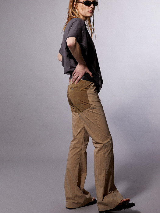 Brown Cut-off Pointed Knee Pants 