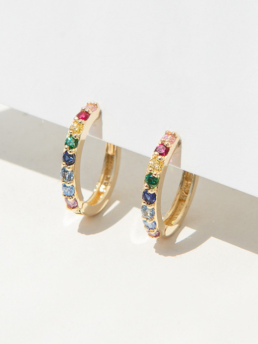 14k Gold Rainbow Onetouch Earring (14k골드)(2size) s18