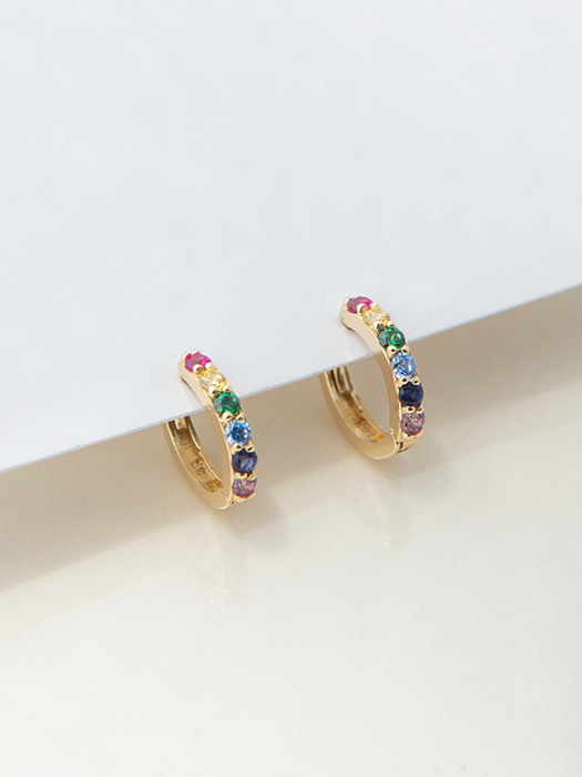 14k Gold Rainbow Onetouch Earring (14k골드)(2size) s18