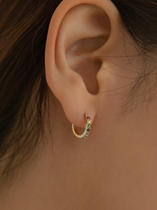 14k Gold Rainbow Onetouch Earring (14k골드)(2size) s18