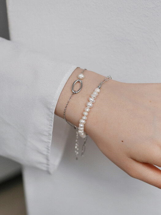 pearl line bracelet (silver)