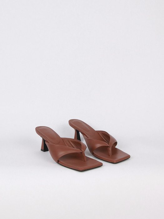 Nadia Flip-Flop Leather Heel Brown