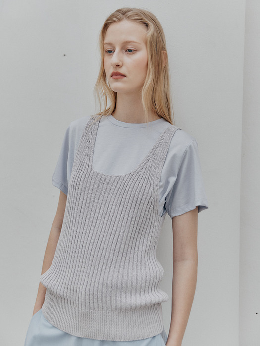 MARE Eco Paper Sleeveless Knit Top_Lavender