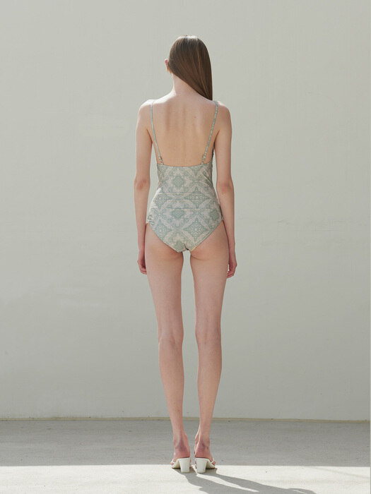 TRIANGLE SHIRRING SWIMSUIT (mint)