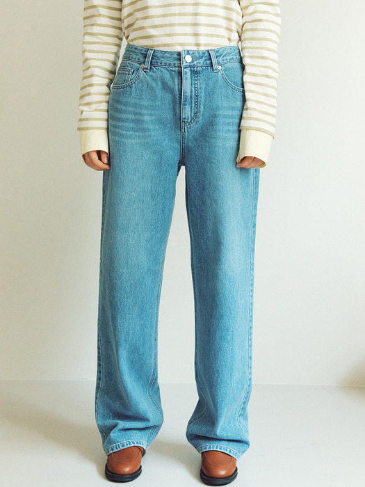 High-rise Semiwide Jeans_MID BLUE