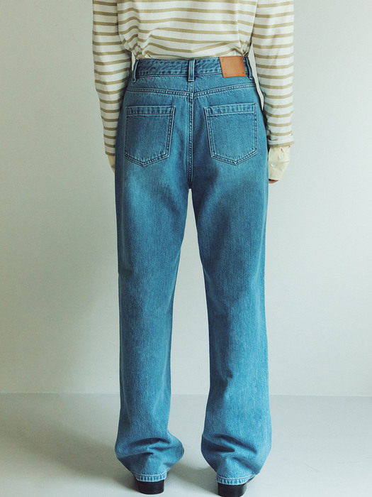 High-rise Semiwide Jeans_MID BLUE