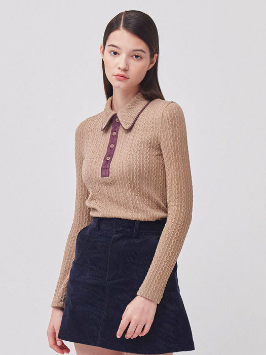 CELLTY WIDE COLLAR CABLE KNIT BE