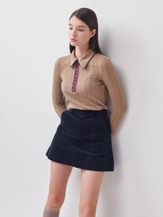CELLTY WIDE COLLAR CABLE KNIT BE