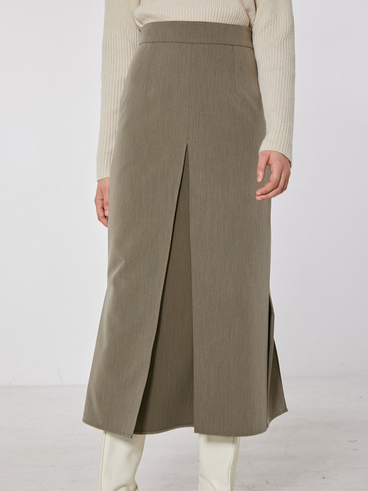 TOF LAYER SLIT SKIRT KHAKI