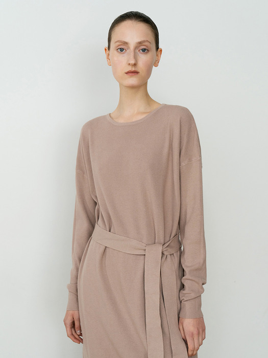 BELTED SOFT KNIT MIDI DRESS_BE