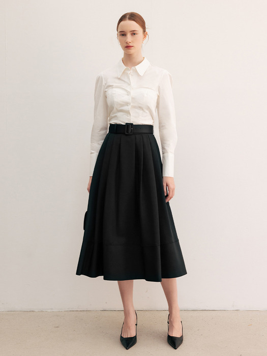 VAILA Waist tuck detail voluminous skirt (Polka dot black/Black/Beige/Navy)