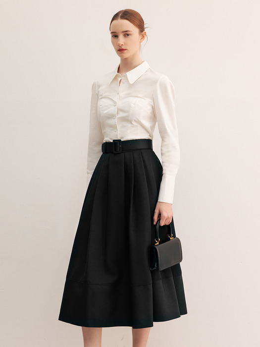 VAILA Waist tuck detail voluminous skirt (Polka dot black/Black/Beige/Navy)