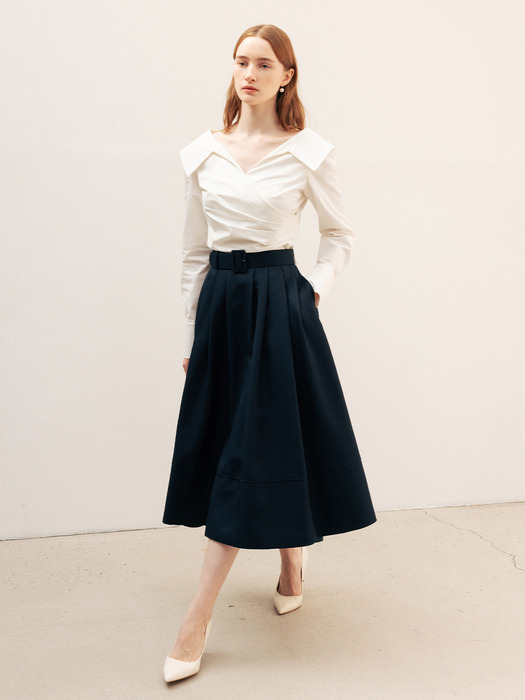 VAILA Waist tuck detail voluminous skirt (Polka dot black/Black/Beige/Navy)