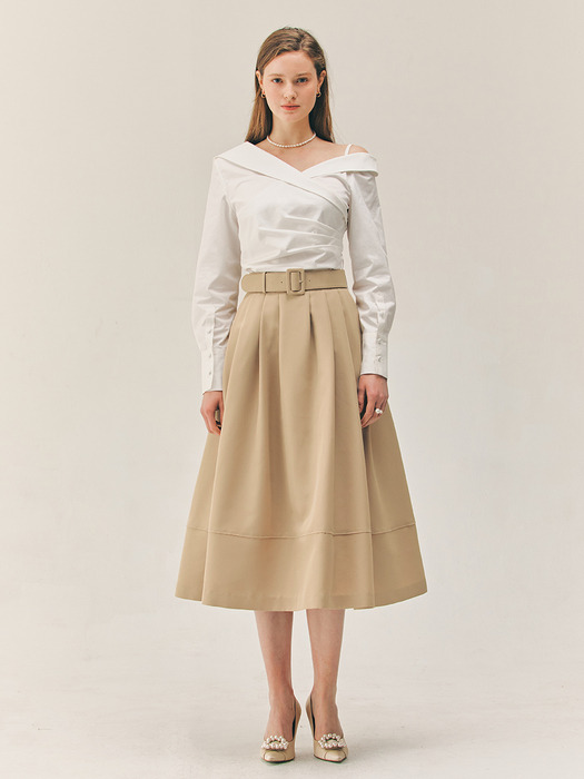 [9차]VAILA Waist tuck detail voluminous skirt (Black/Beige/Navy)