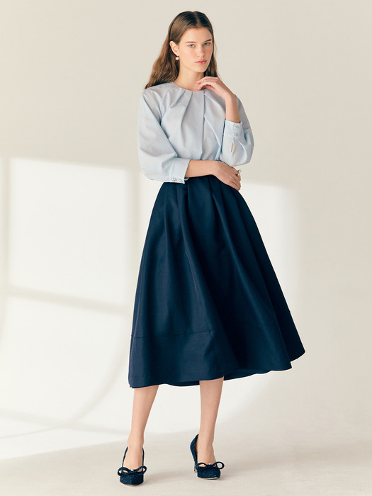 VAILA Waist tuck detail voluminous skirt (Black/Beige/Navy)