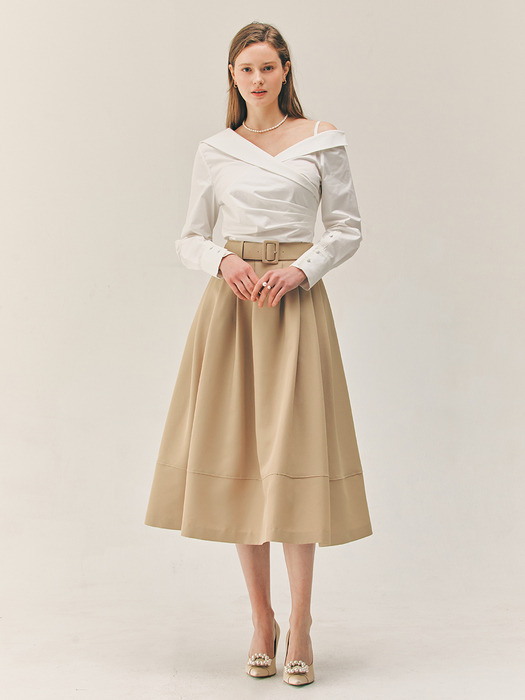 VAILA Waist tuck detail voluminous skirt (Polka dot black/Black/Beige/Navy)