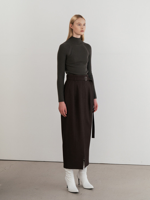 Front Slit Belted Skirt (JUJK101-65)