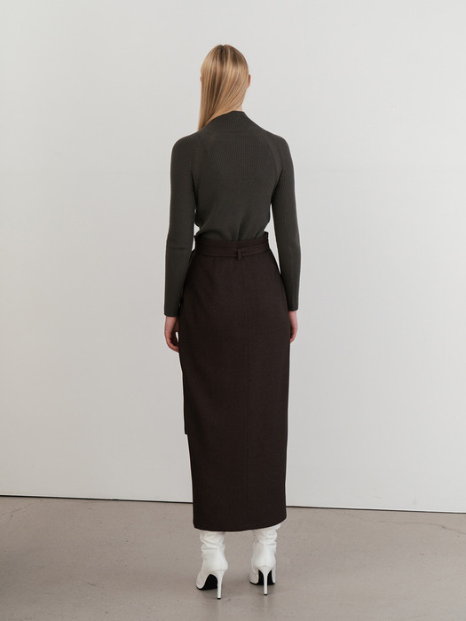Front Slit Belted Skirt (JUJK101-65)
