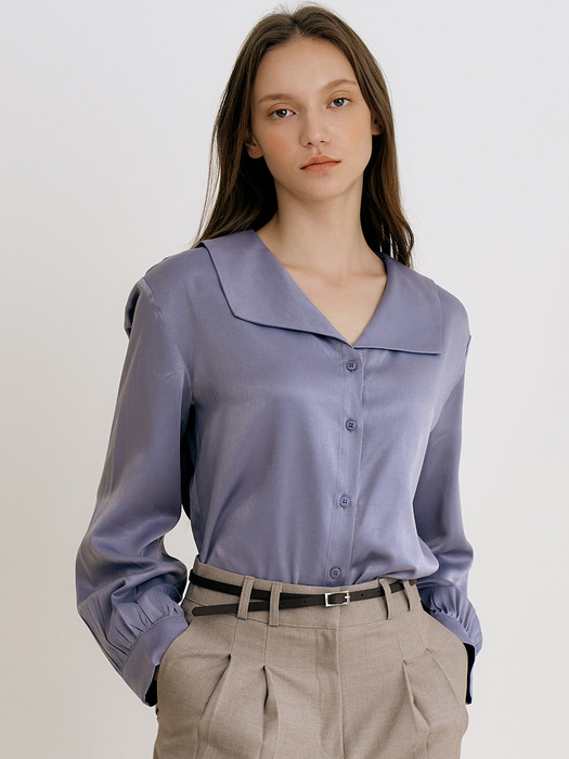 monts 1392 square open collar shirt (deep blue)