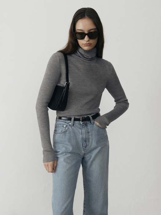 ESSENTIAL ROLLNECK KNIT PULLOVER MELANGE GREY_UDSW1D211G2