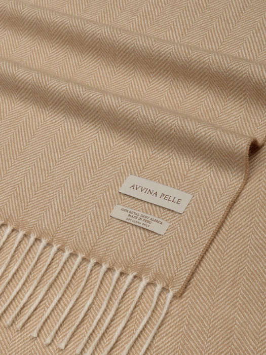 Royal Baby Alpaca Muffler - Herringbone Beige