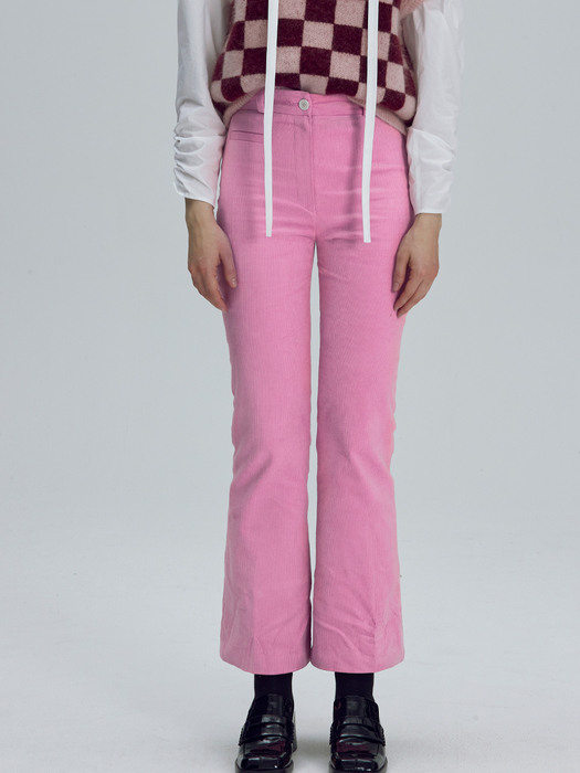 Corduroy semi bootscut pants - Pink