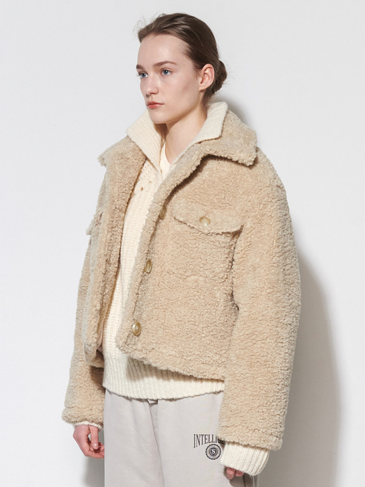 Tumble vegan fur overfit jacket - Ivory