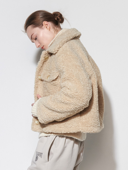 Tumble vegan fur overfit jacket - Ivory