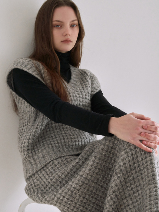 Square wale knit set - Gray