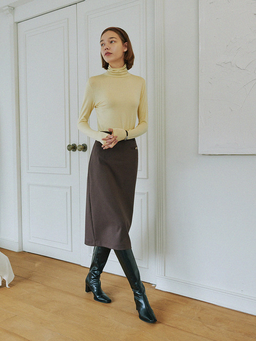 Classic H-line Midi Skirt_brown