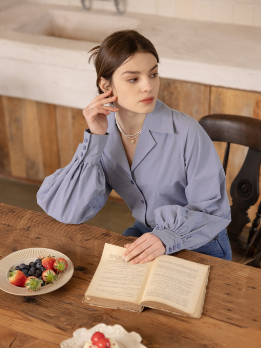 JAELLE puff sleeve shirt_sky blue