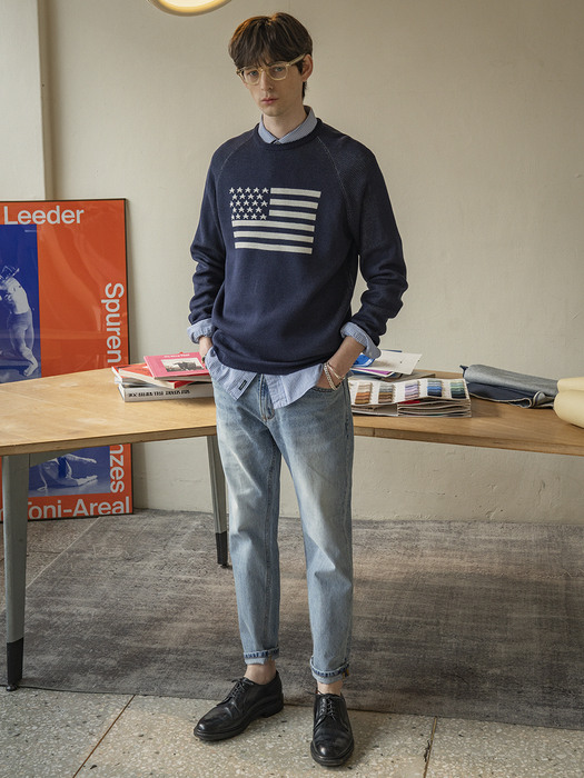 KN-28 American flag sweater_Navy