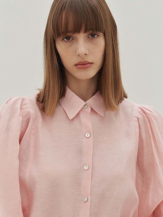 Myla Linen Puff Sleeve Shirt (Fog Pink)