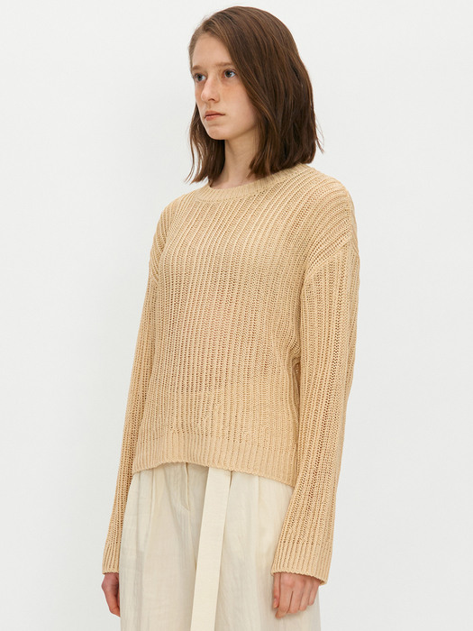 Sheer ribbed knit - Ecru