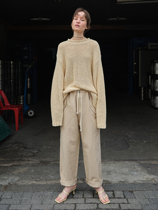 FLAP POCKET LINEN PANTS BEIGE