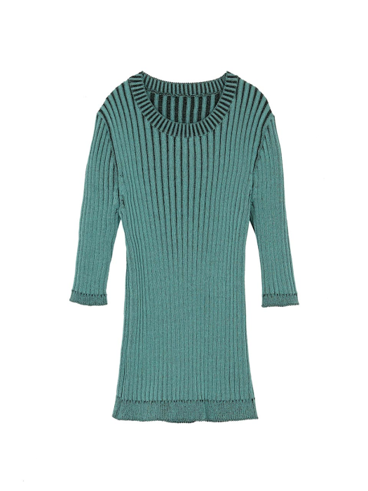 Two-tone Ribbed-knit Top in Mint VK2MP133-31