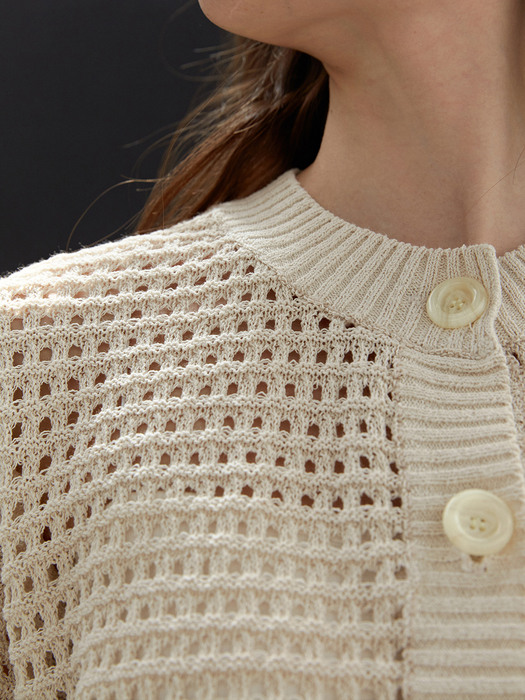 TWR NETTING KNIT CARDIGAN IVORY