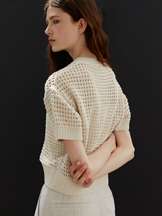 TWR NETTING KNIT CARDIGAN IVORY