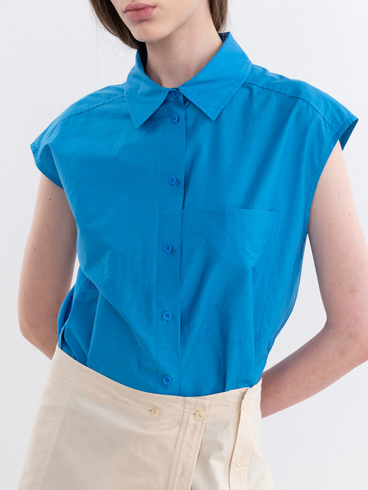 Side Open Shirt Dress_Blue