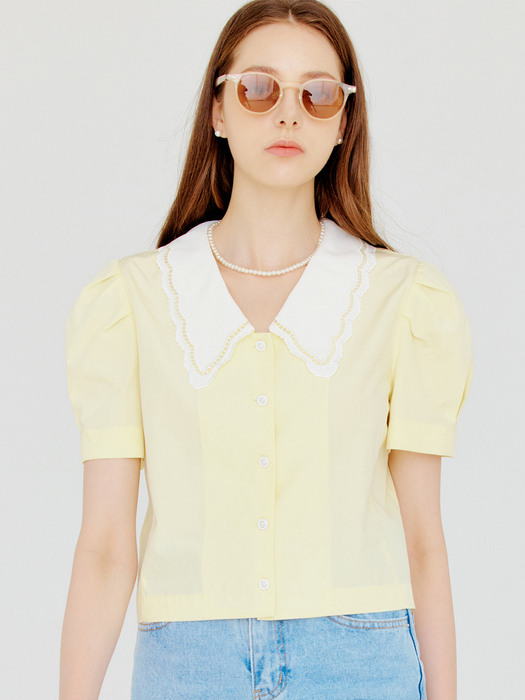 옐로우 제스 빅 카라 블라우스 / YELLOW JESS BIG COLLAR BLOUSE